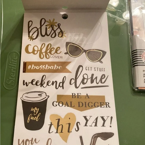SOLD The Happy Planner Motivational Sticker Book - Gold and Pink Accents - Picture 3 of 9